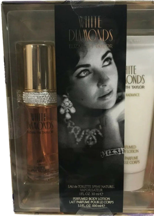 White Diamonds Elizabeth Taylor gift set with Eau De Toilette and Body Lotion in display box