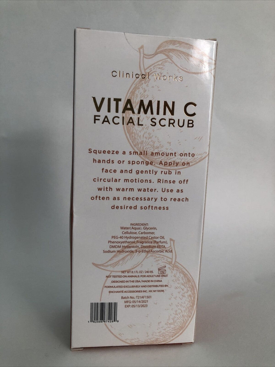 Clinical Works Vitamin C Facial Scrub Moisturizing Vegan 8.1 oz / 240 ml Sealed