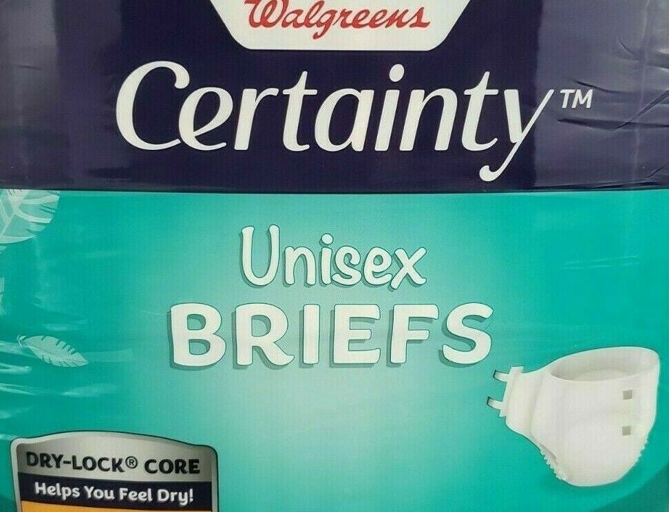 Certainty Unisex Adult L Briefs 4pcs by Walgreens MAXIMUM ABSORBENCY green
