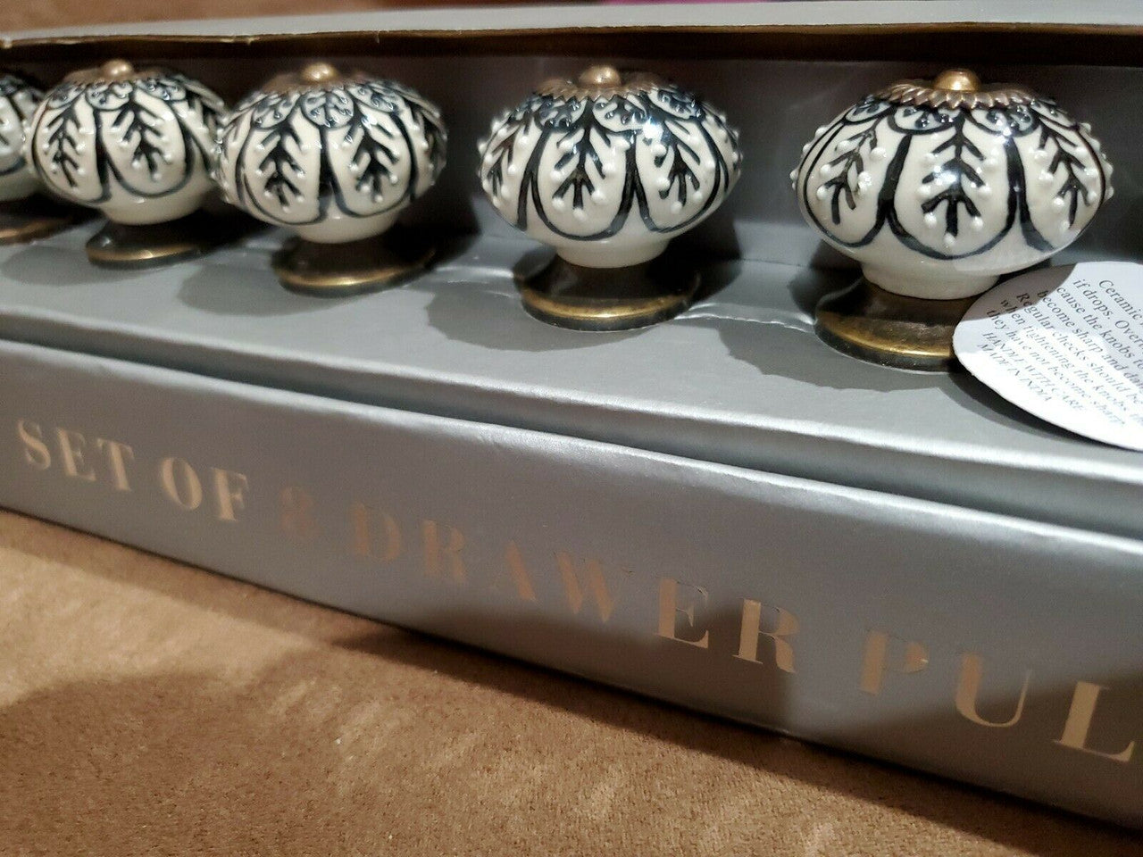 CASA DECOR CERAMIC Drawer Knobs Pulls Home 1 Decor Set of 8 Made in India
