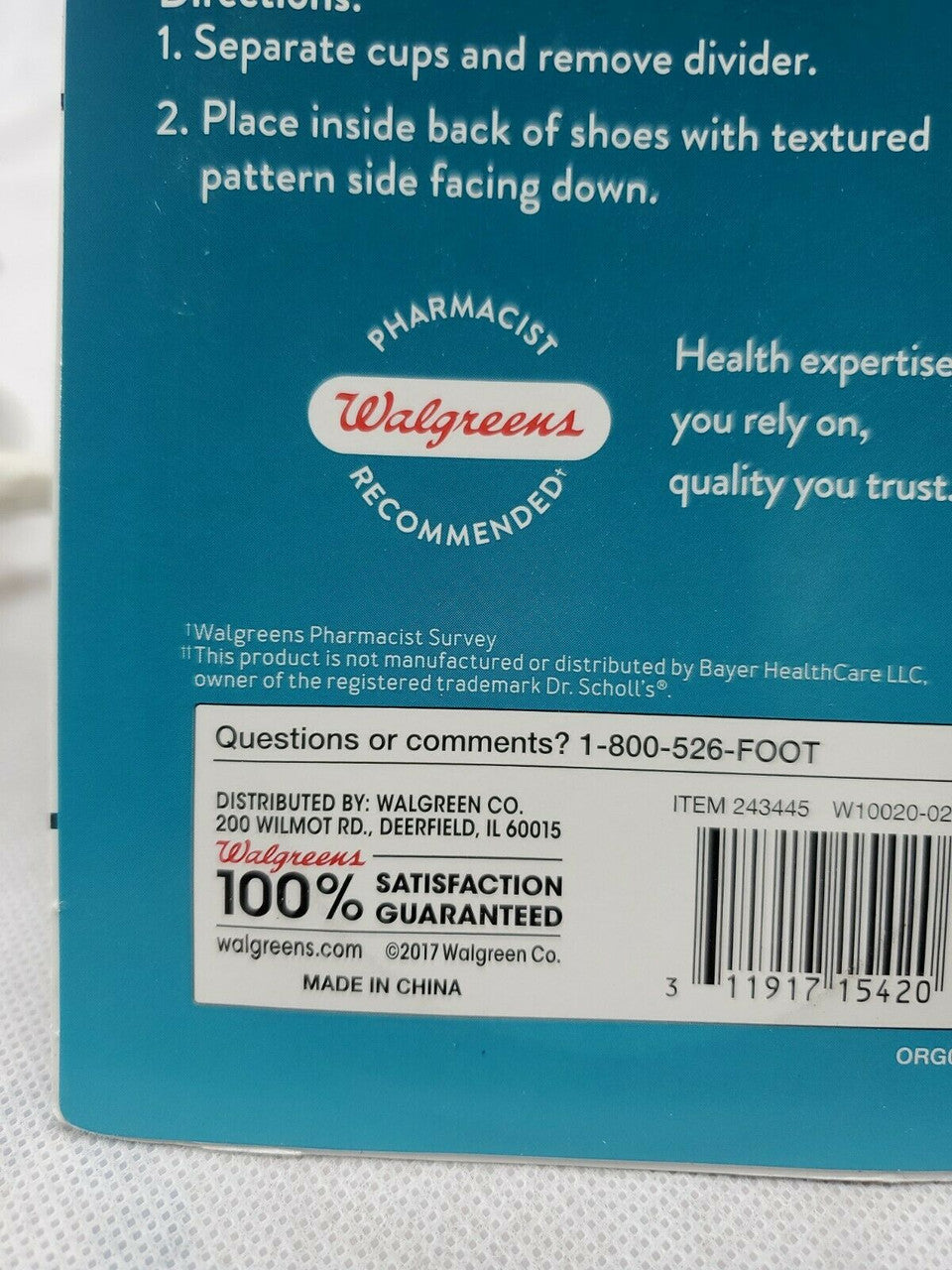 Gel Heel Cups Clear Liners Insoles - Walgreens - One Size Fits Most - Unisex
