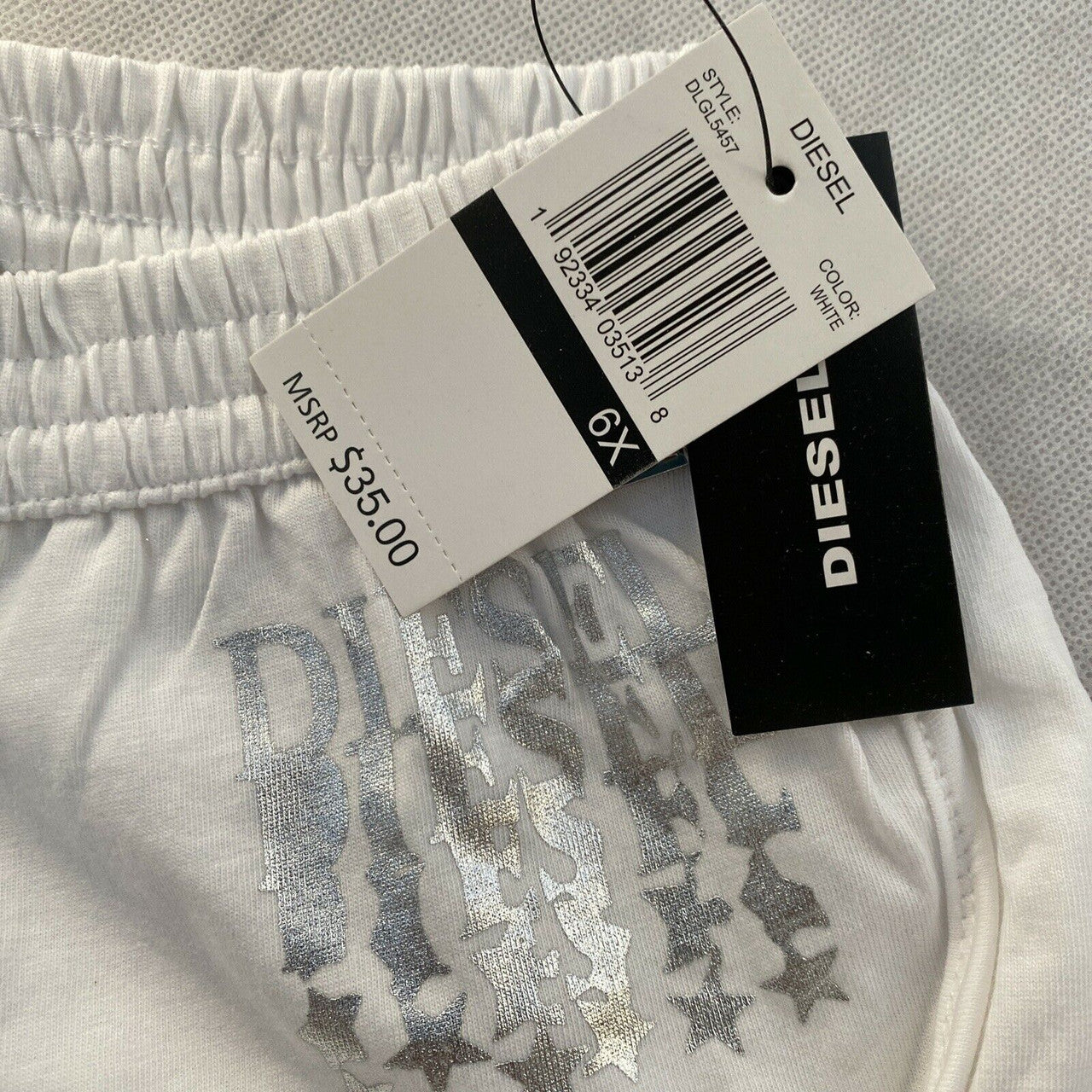 Diesel little Girls Pull on mesh Shorts 6x white silver