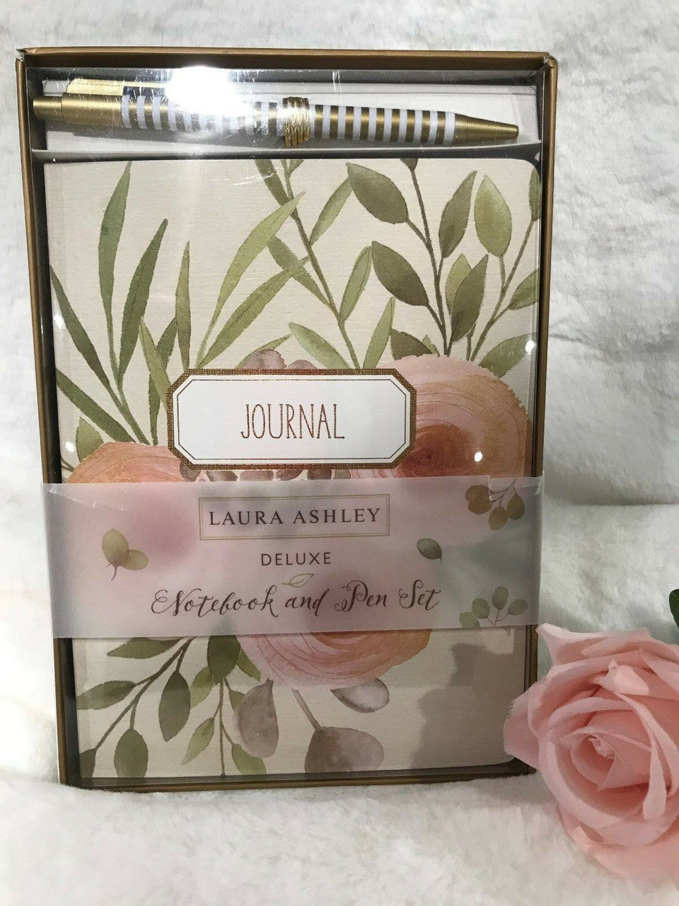Laura Ashley Paper Plastic Journal Notebook & Pen Gift Stationery Set
