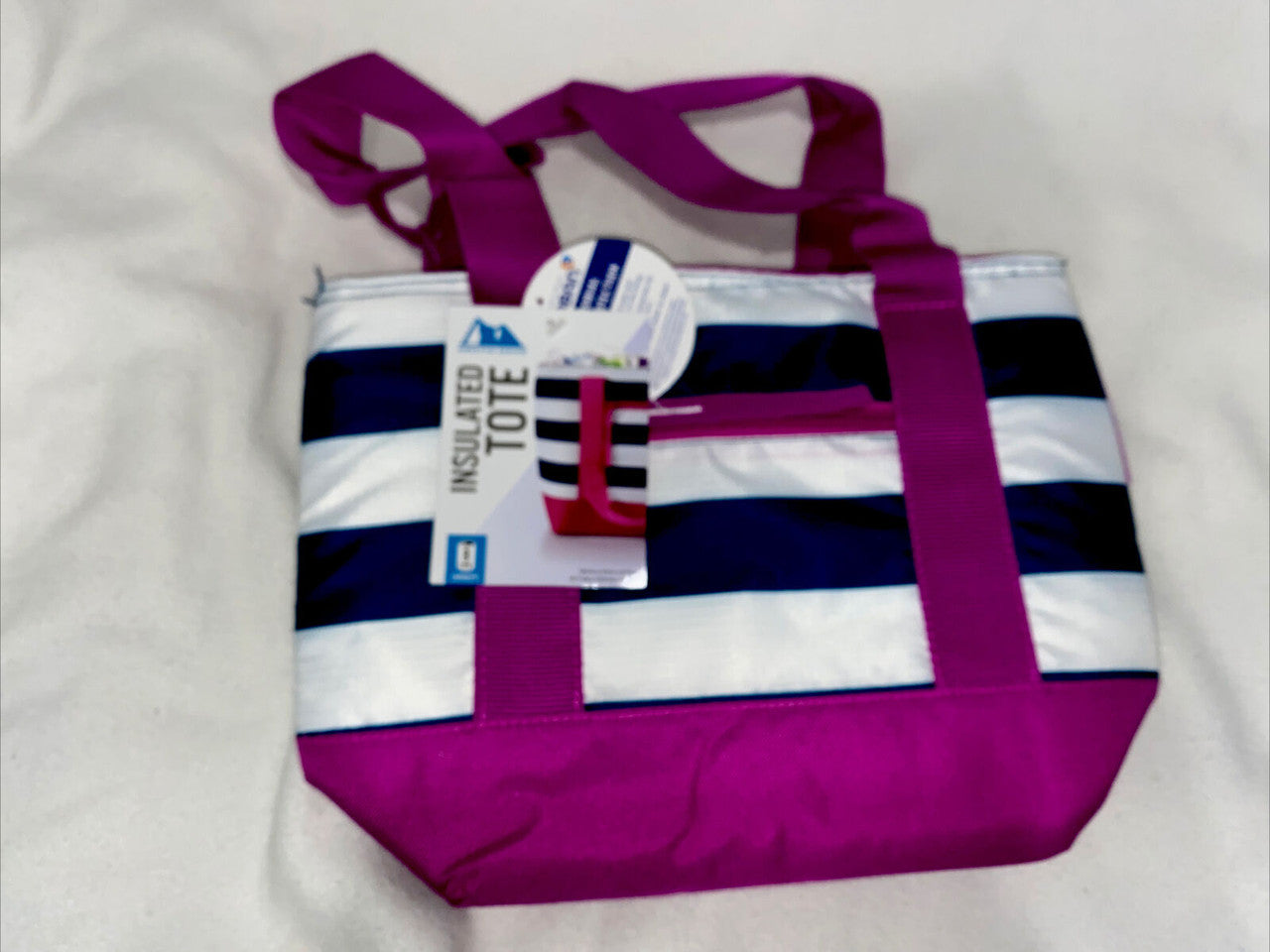 Arctic Zone Insulated Tote  Lunch Bag Cooler (8 Can) Blue Stripe/Purple