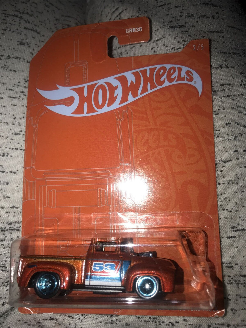 Hot Wheels Custom '56 Ford Truck Blue and Satin 2 of 5 on Orange Cardback
