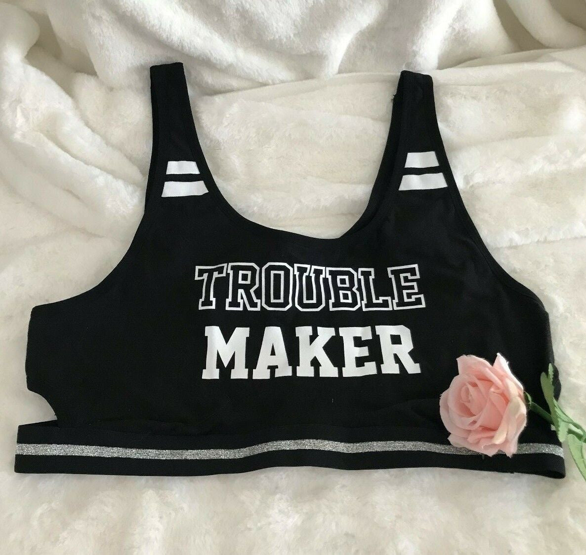 No Boundaries Racerback Sports Bra novelty humor sporty Size 42