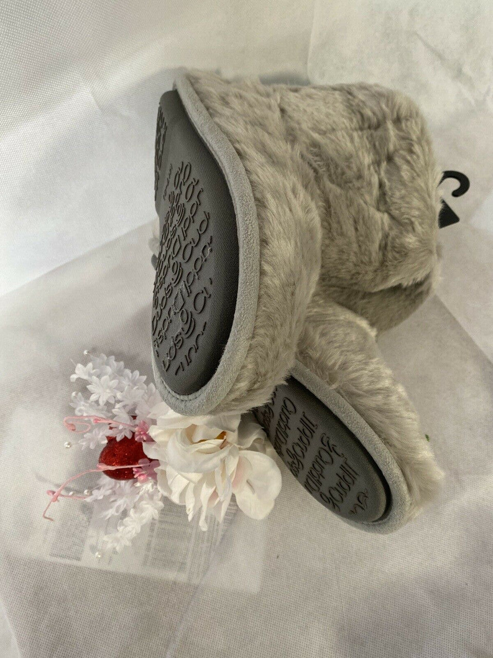 Cuddl Duds CD20268 Grey w/white M (7 / 8 ) Wavy Notch Fur Boots
