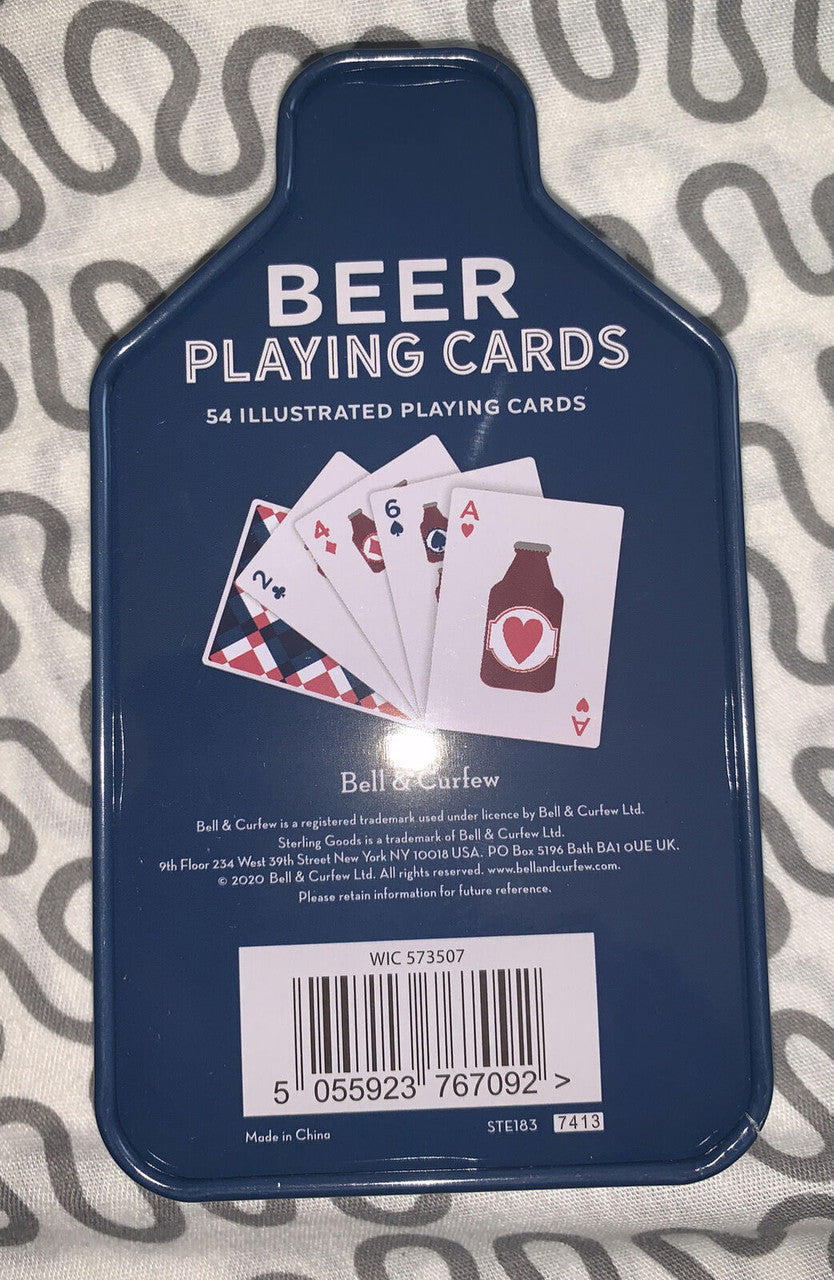 Bell & Curfew Playing Cards Standard Poker Cards Beer Bottle Shaped Metal Tin