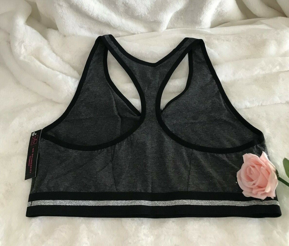 No Boundaries Racerback Sports Bra novelty humor sporty Size 42
