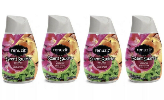 4X Renuzit Scent Swirl Peach Freesia Garden Mint Gel Cone Air Freshener 7oz
