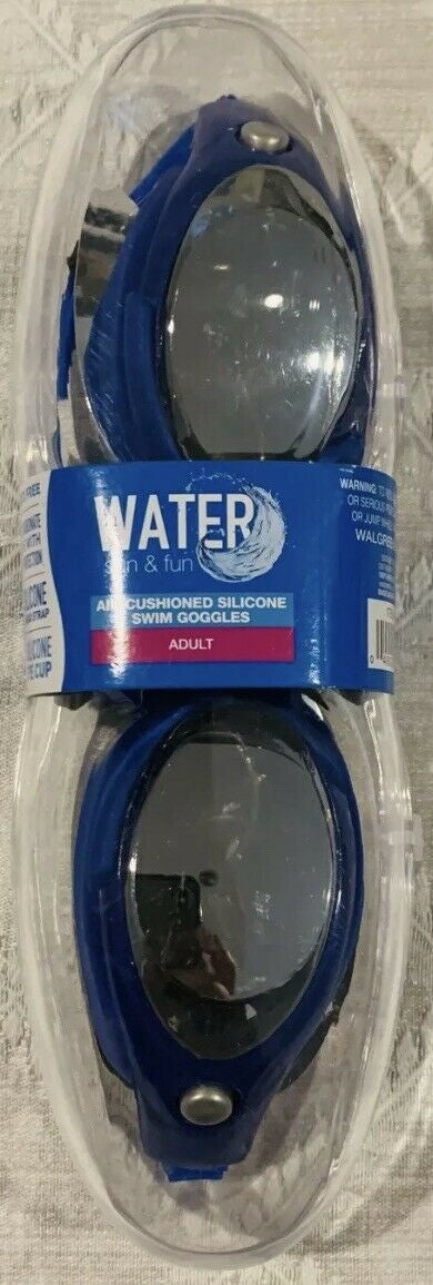 Water Sun And Fun UV Protection Silicone Head Strap Adult Swim Goggles Silver