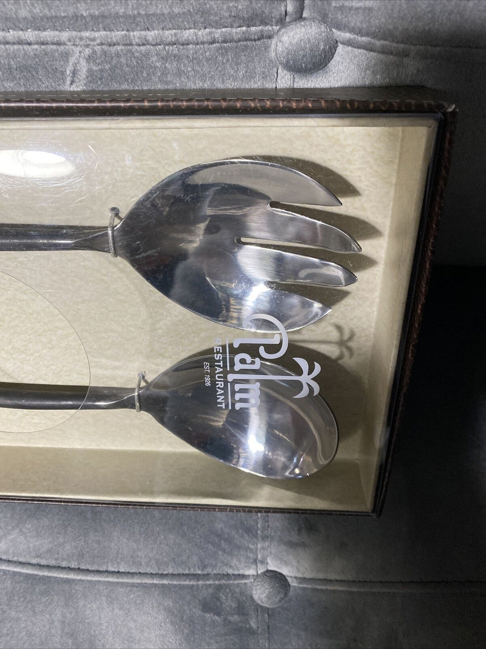 Palm Restaurant Salad Server Set of 2 Stainless Steel Decor Handles fork spoon