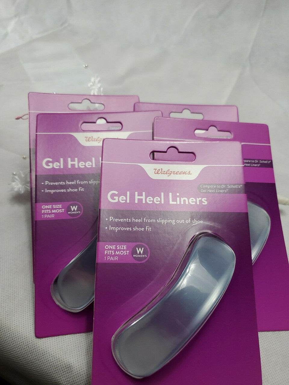 5 Pairs  Women Gel Heel Clear Liners Walgreens One Size Fits All