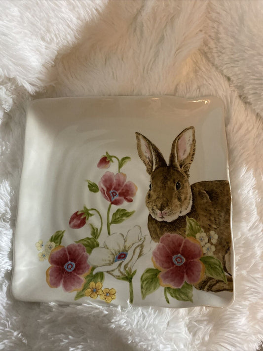 5 Pcs Maxcera EASTER Cake Plate Serving Dish Bunny Rabbit Spring Floral