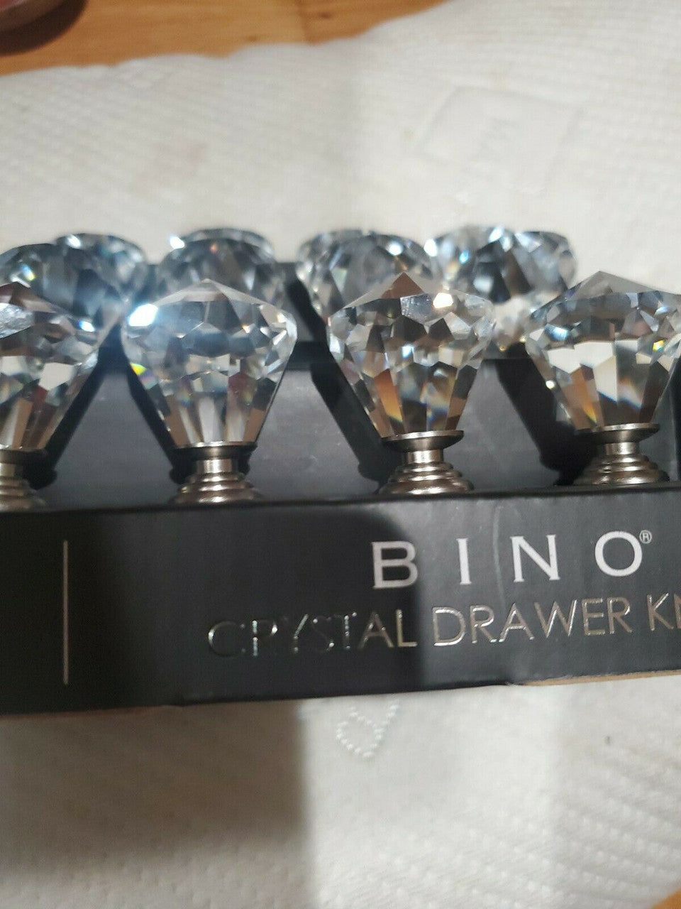 BINO Crystal BLing Cabinet Drawer Knobs Set of 12 Faceted Diamond Cut