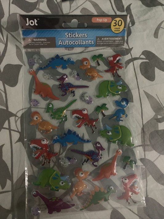 JOT Dinosaur THEME POP-UP STICKER SHEET (30 STICKERS)
