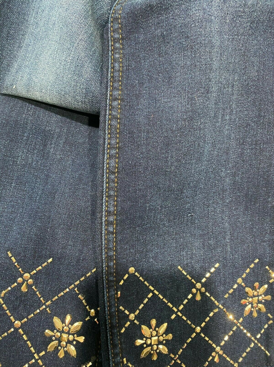 JEN7 BY 7 Straight Cropped Jeans RHINESTONE Size 2