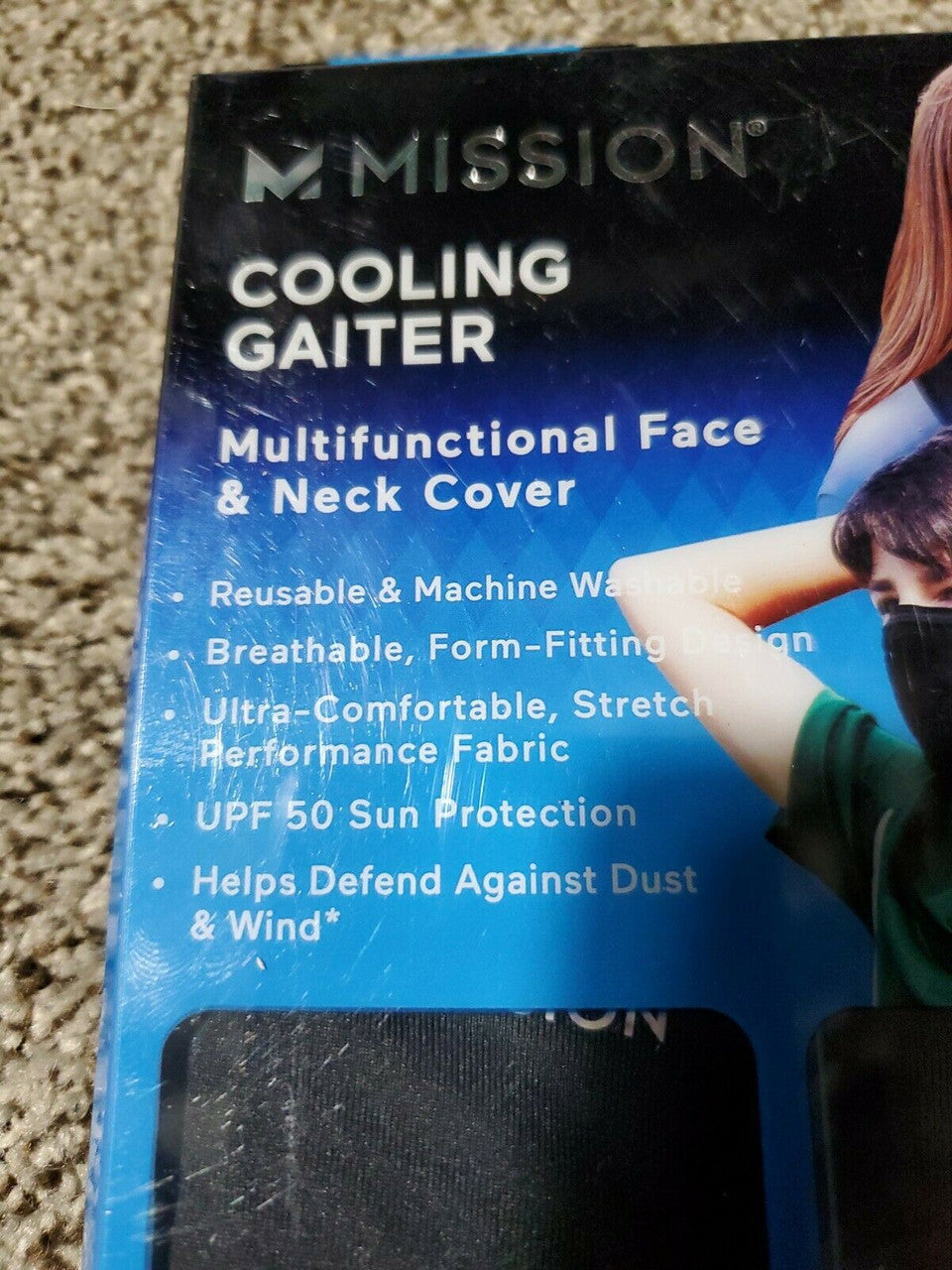 Mission Cooling Gaiter Multifunctional Face/Neck Cover YOUTH 2 Pack gray black