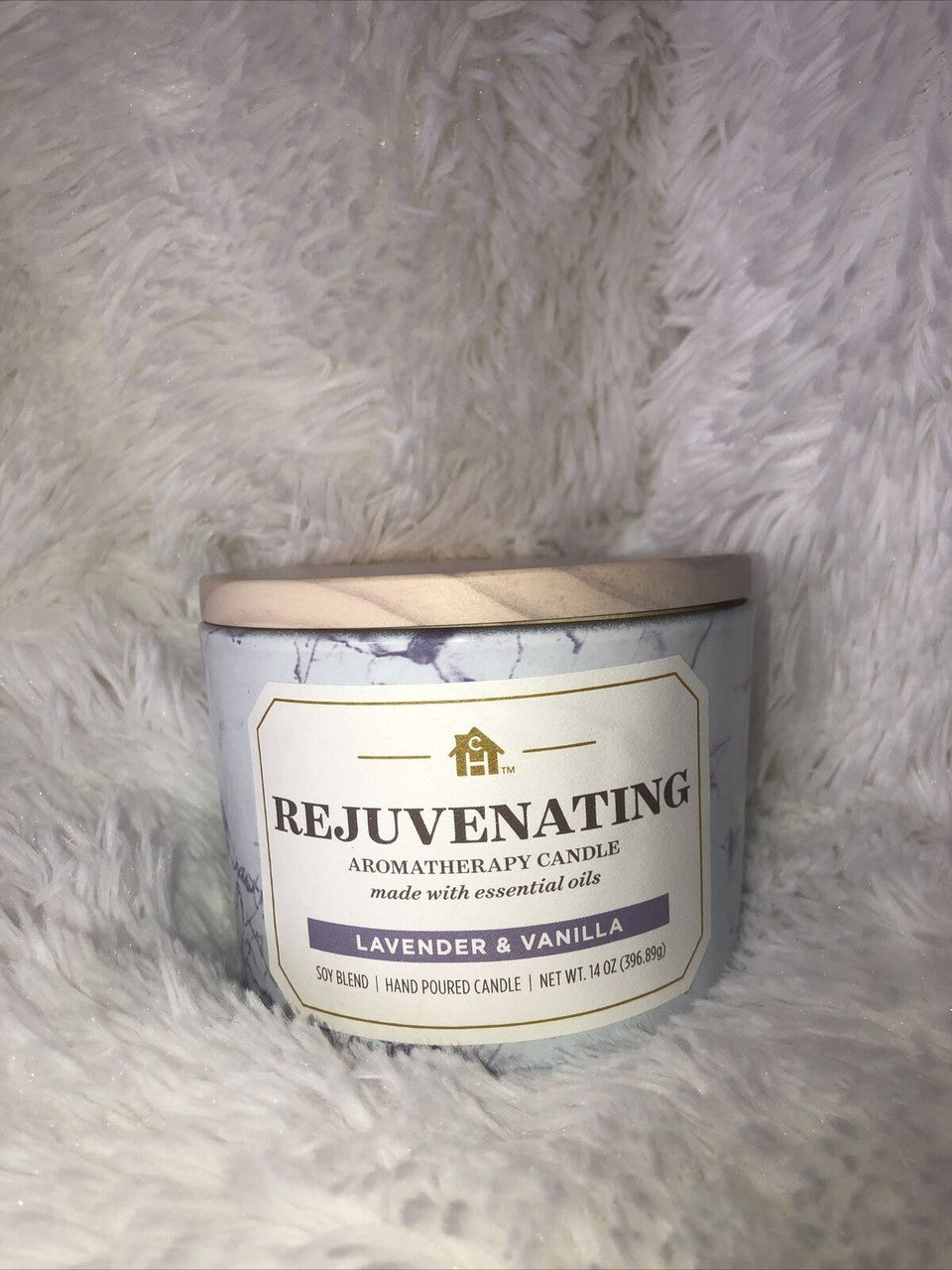 Rejuvenating Aromatherapy Candle Lavender & Vanilla Essential Oils 14 Oz