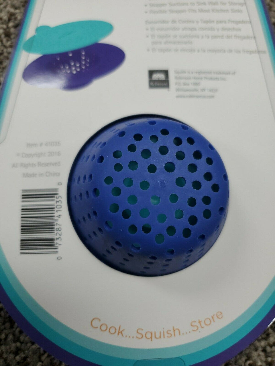 ROBINSON HOME PRODUCTS Blue Squish Sink Strainer&Stopper, Blue 41035