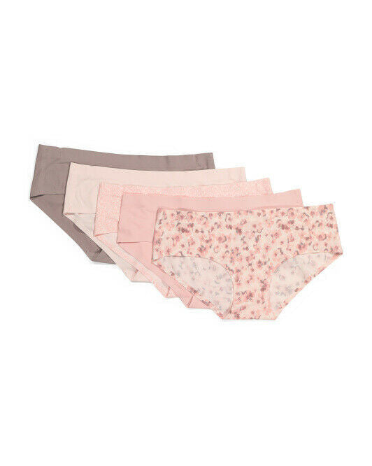 Laura Ashley 5pk Brushed Micro Laser Ditsy Hipster Panties No Show Underwear XL