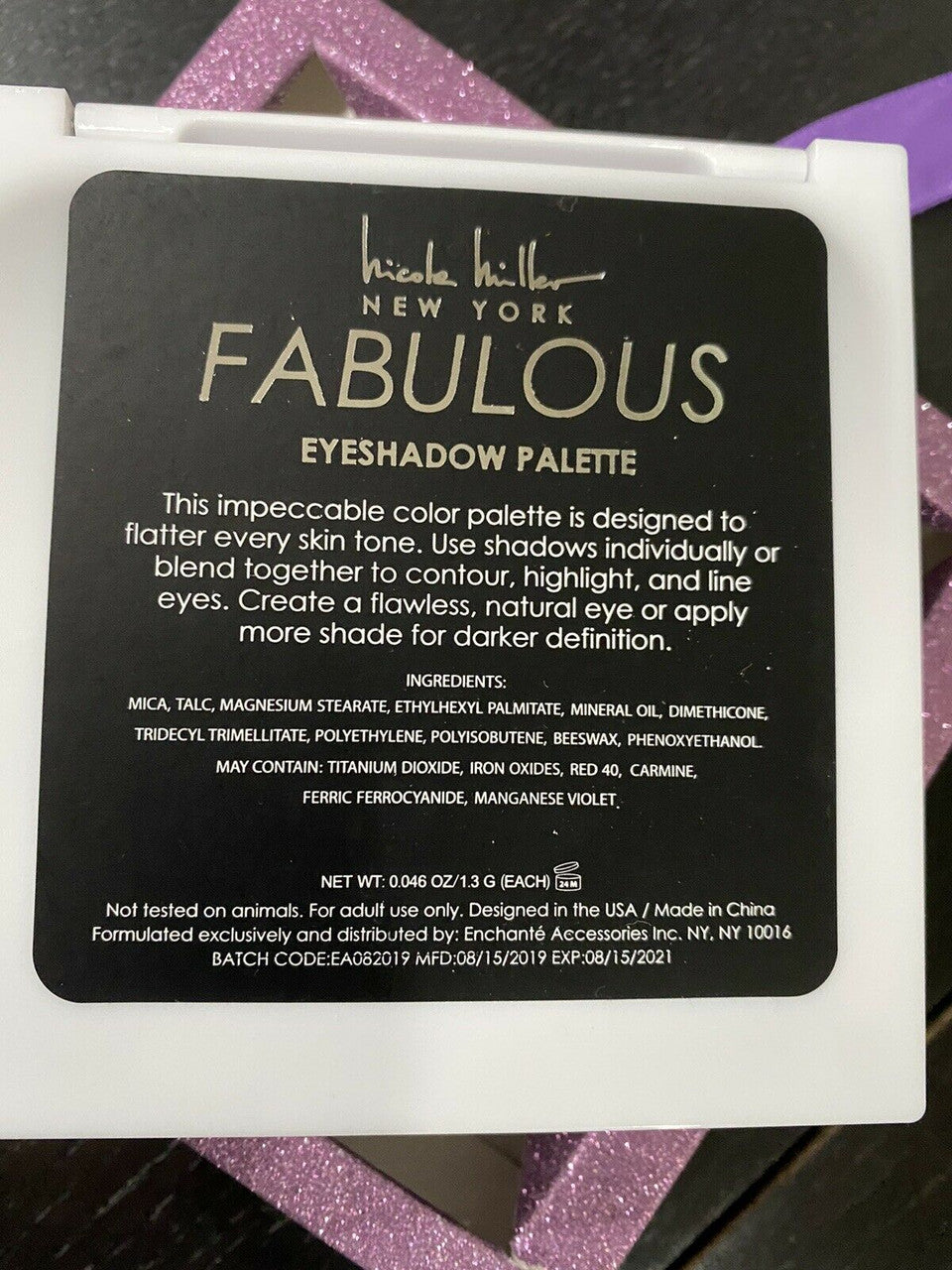 Nicole Miller NY Fabulous Eyeshadow Palette compact mirror cute box