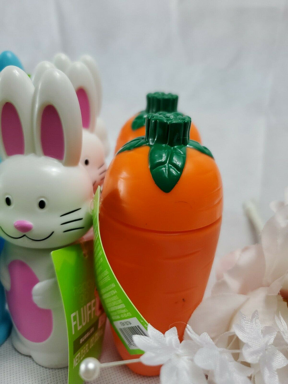Easter Bubble Bottles Toy Lot of 8 Happy Go Fluffy Blue White Rabbit  Carrot