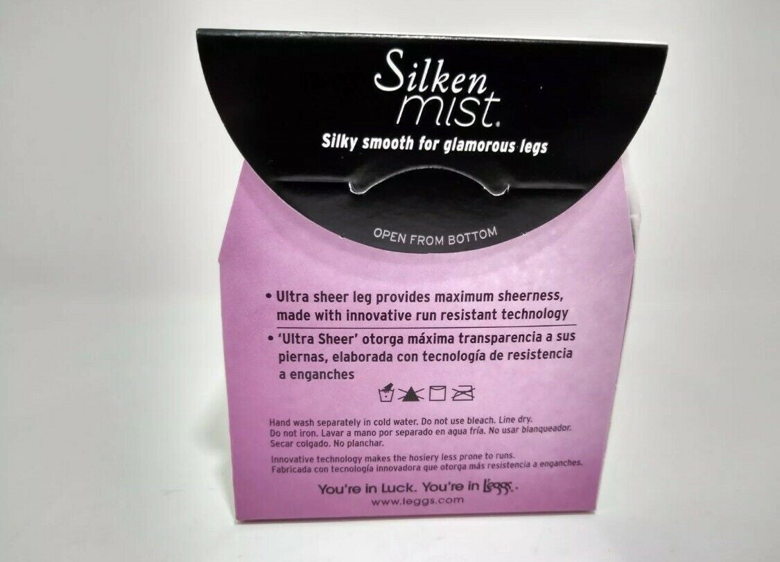 LEGGS SILKEN MIST CONTROL TOP/ULTRA SHEER LEG PANTYHOSE SIZE Q+ BLACK MIST