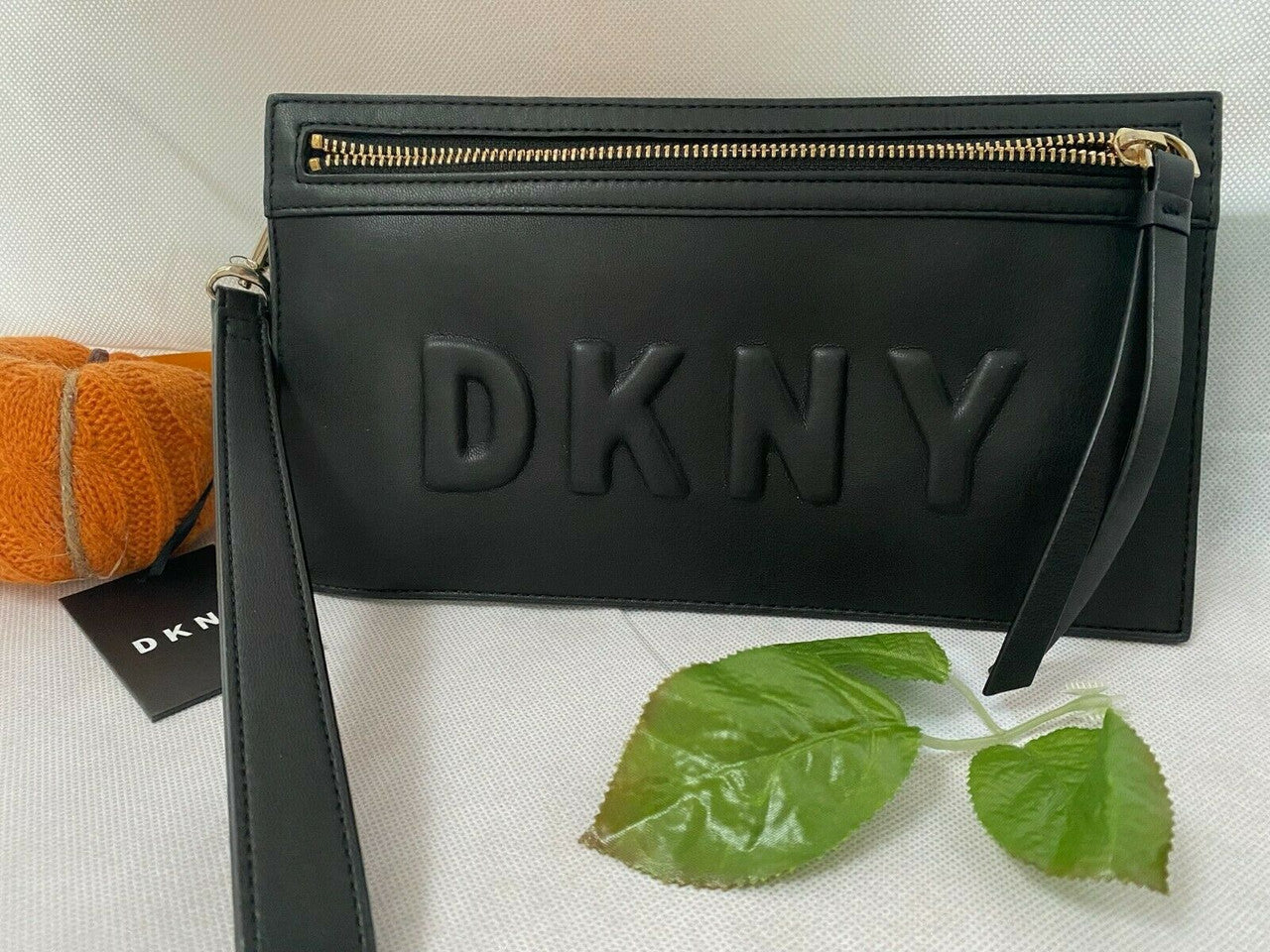 DKNY Tilly Logo LG Wristlet Black Wallet