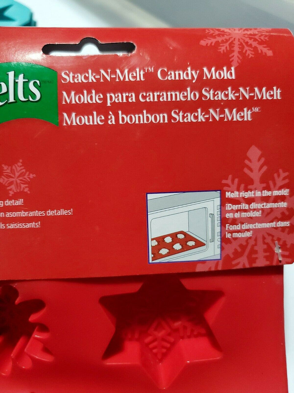 Wilton Candy Melts SNOWFLAKE DESIGNS MOLD Red Silicone Winter Christmas 8