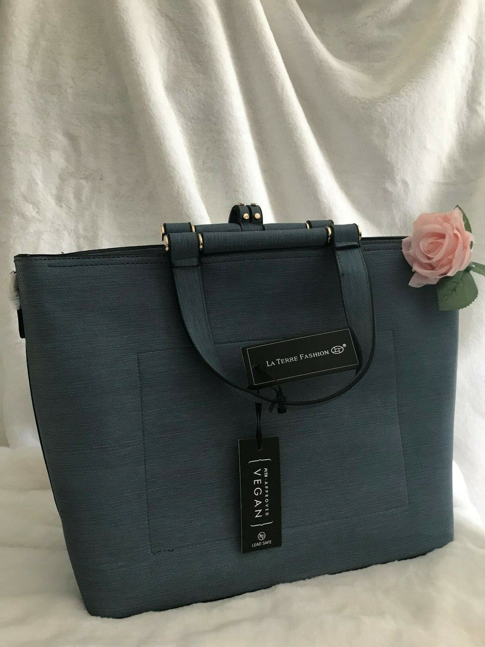 La Terre Fashion 3 bag set blue vegan leather