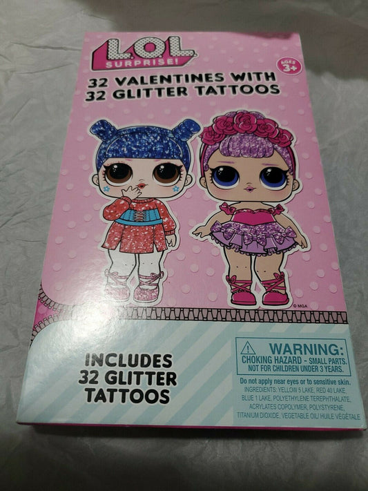 L.O.L. Surprise! 32 Count Valentines Cards With Glitter Tattoos