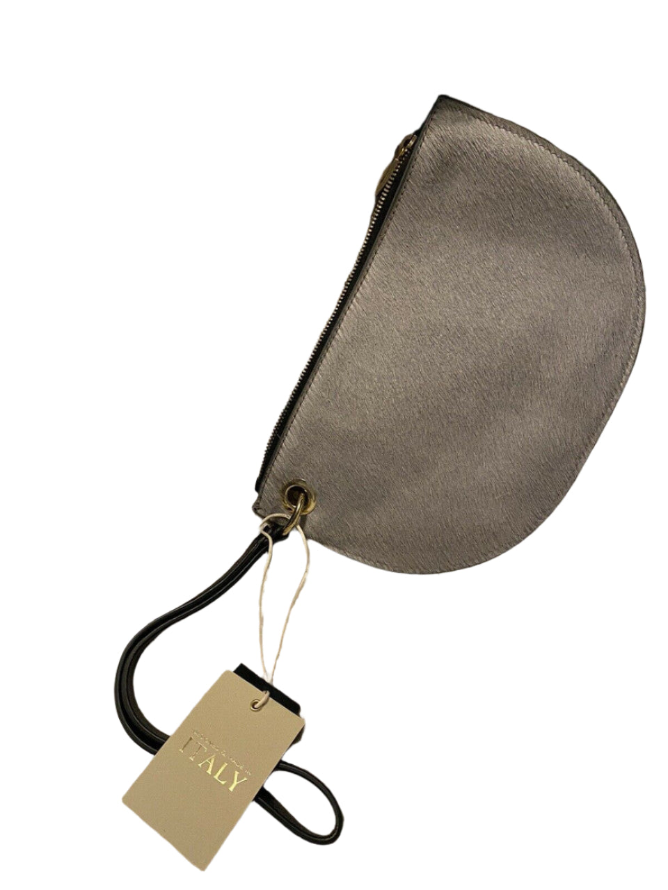 Punto Fibbia Genuine Leather Clutch Wallet Italy Light Gray