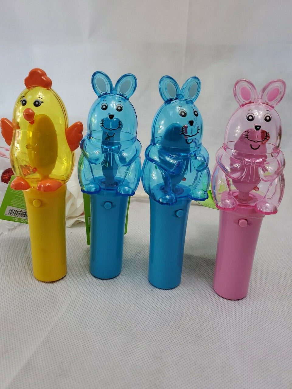 CoolLite Light Up Spinner Toy Easter Bunny Battery OP Hand Held 3+ Lot of 4