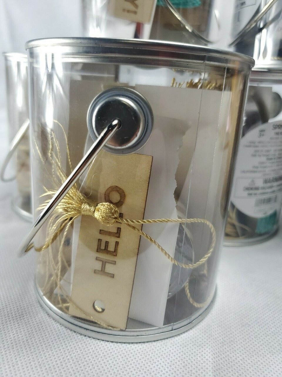 Spritz Craft Can Tag Kit Tassels Burned Tags-String-Tape Gold Silver Lot 6 cans
