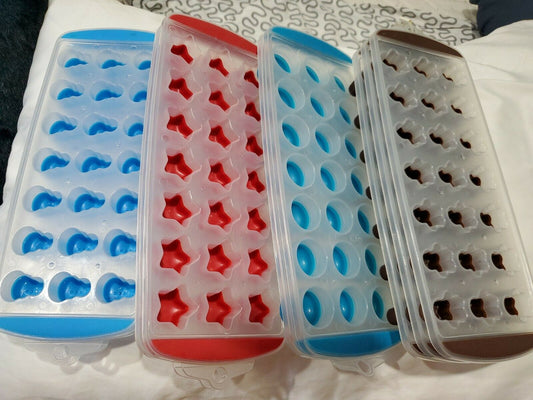 9 pack Silicone Ice Cube Trays Easy Pop Out BPA Free Easy Freeze Snowman Star