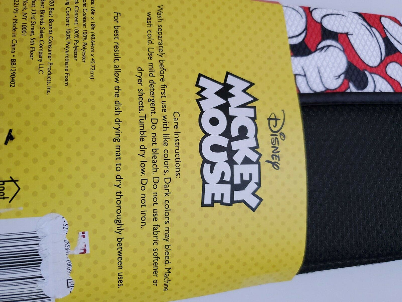 Disney Kitchen Dish Drying Mat - Ultra Absorbent Reversible Microfiber