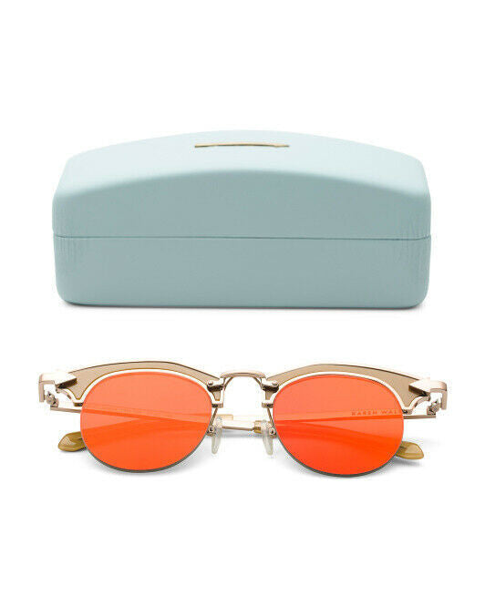 Karen Walker Sunglasses Buccaneer Clubmaster Gold Red Iridium 47mm authentic