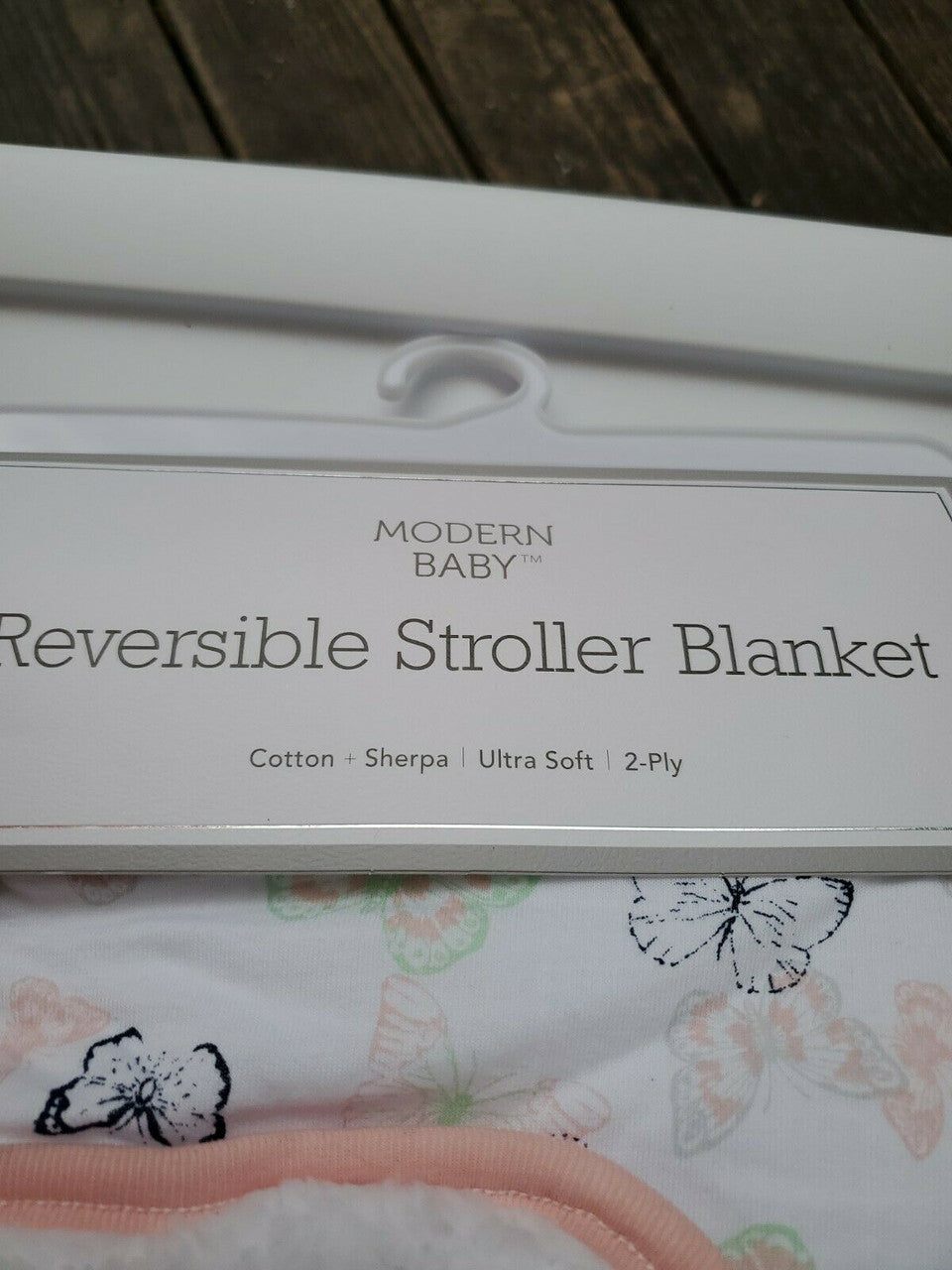 Modern Baby Stroller Blanket  Baby Girl Plush Warm Butterflies Sherpa Reversible