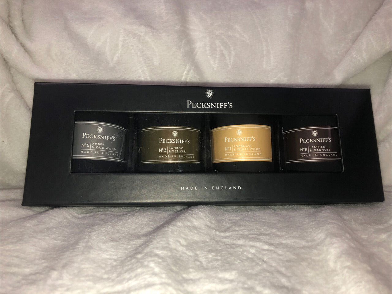 pecksniff's Candle 4 Piece Set Made In England 3.5 oz Each Candle