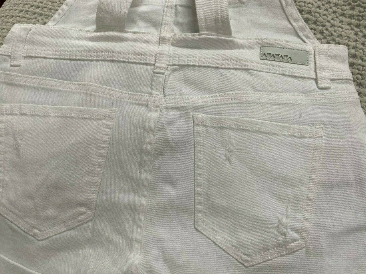DOLLHOUSE Juniors Shortalls WHITE Distressed 9 11  jeans cotton spandex
