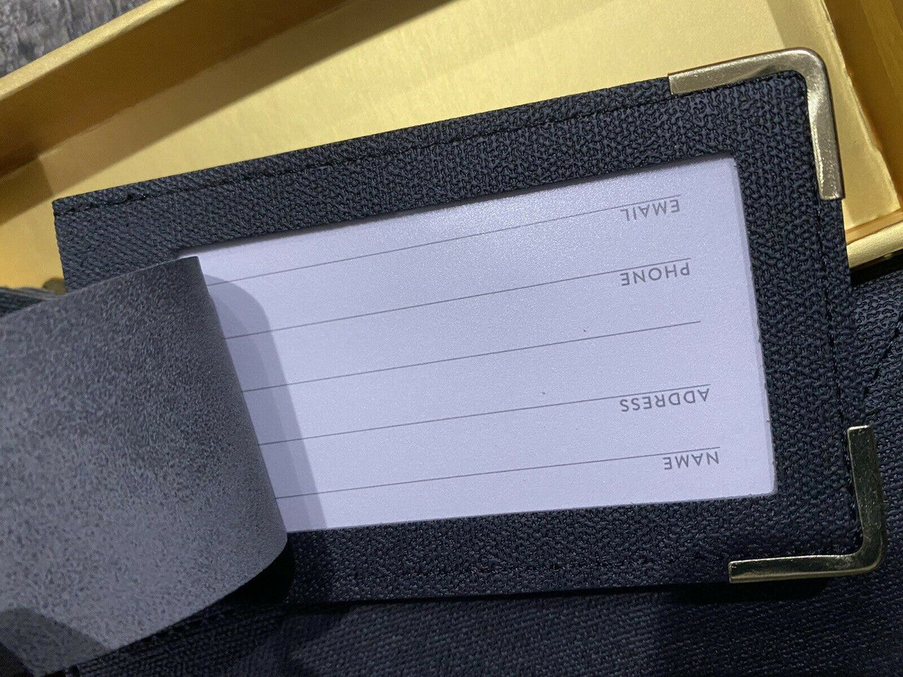 Eccolo Passport Cover Book  & Luggage Tag Set in box BLACK GOLD Great Quality