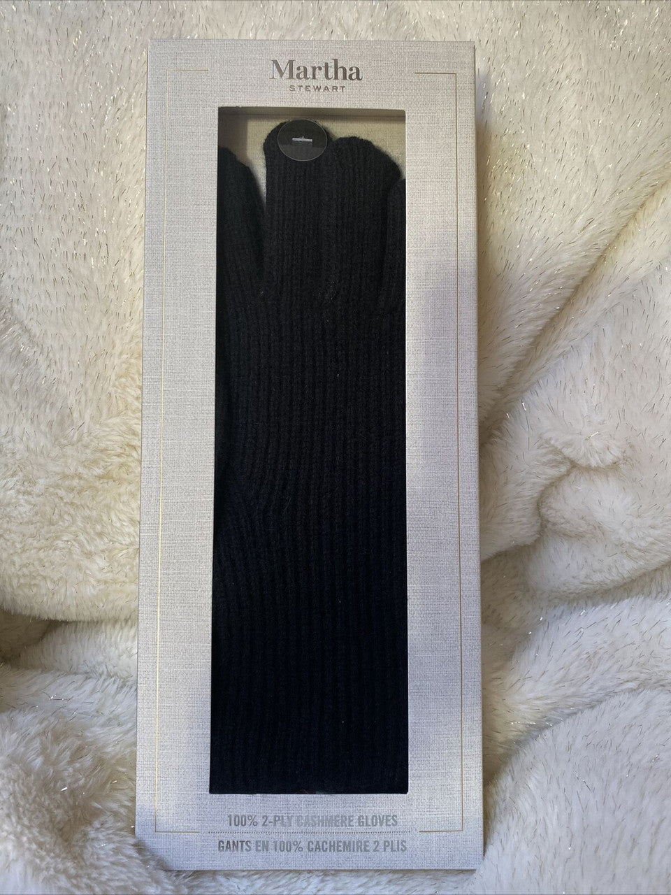 Martha Stewart Taupe or Black 100% 2-ply Cashmere Gloves One Size