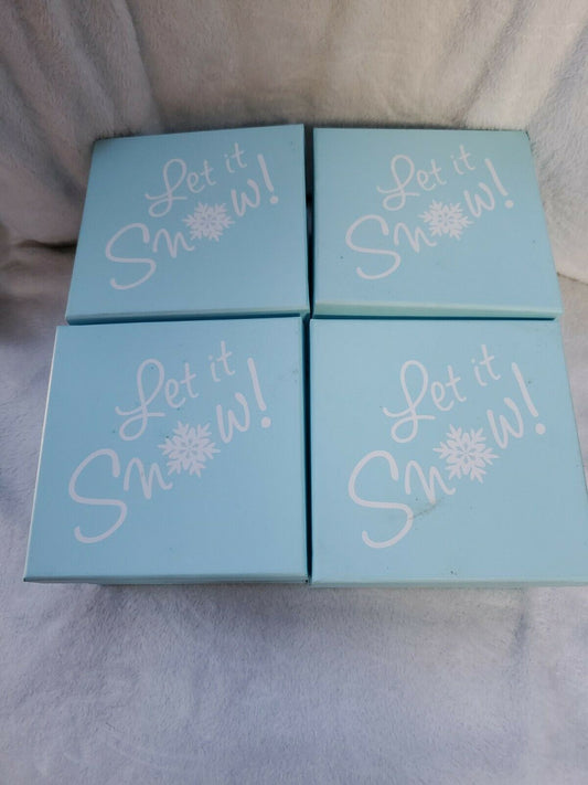 Let it Snow Box  Christmas Gift Winter Holiday Blue New Year  lot of 4
