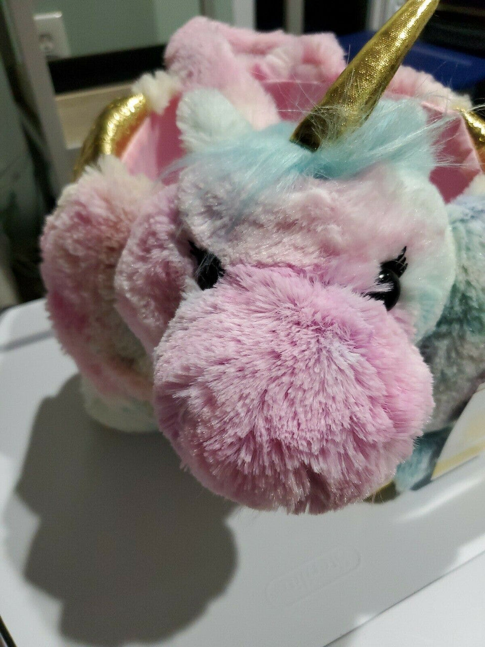 Plush Unicorn Basket  Cottontail Lane Pastel Rainbow Tie Dye Easter/birthday