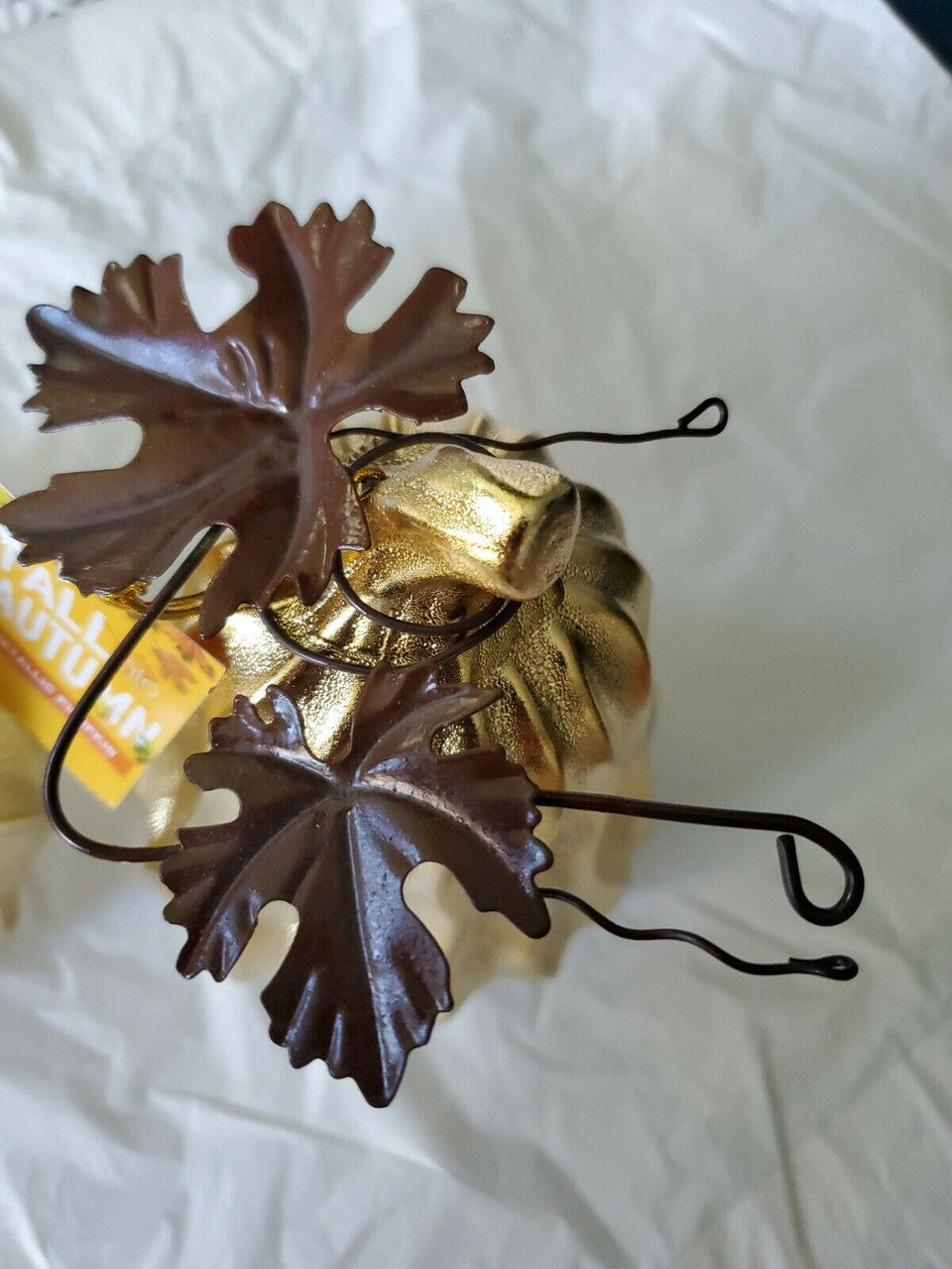 Halloween Shiny Metal Pumpkins Gold Thanksgiving Decorations pair