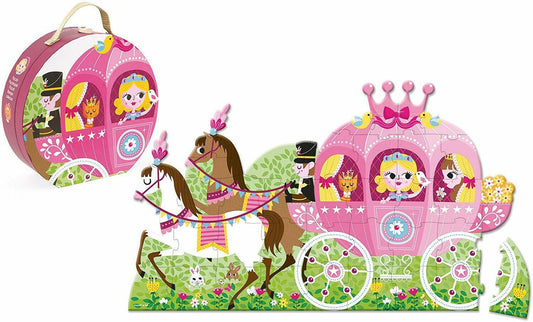 Janod Princess Coach Giant Floor Puzzle 39 pc Storage Tote 3+ activity set