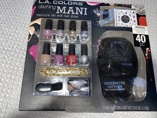 L.A. Colors Manicure Set With Nail Dryer, Rockstar Glitter Nail Polish + perfume