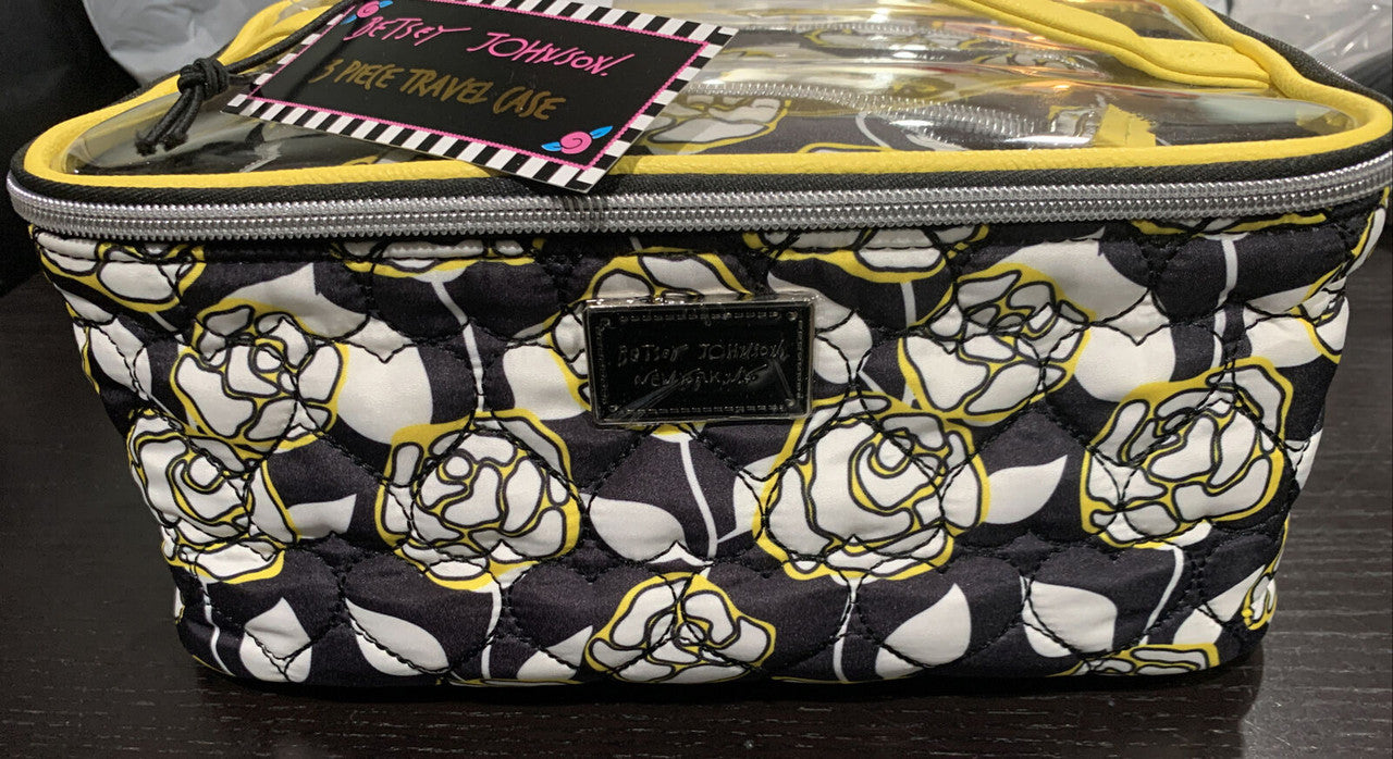 Betsey Johnson 3 Piece Travel Case Black And Yellow