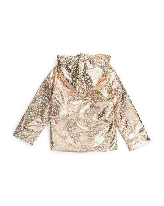 PENELOPE MACK Girls Foil Polka Dot & Stars Rose Gold Jacket 6X